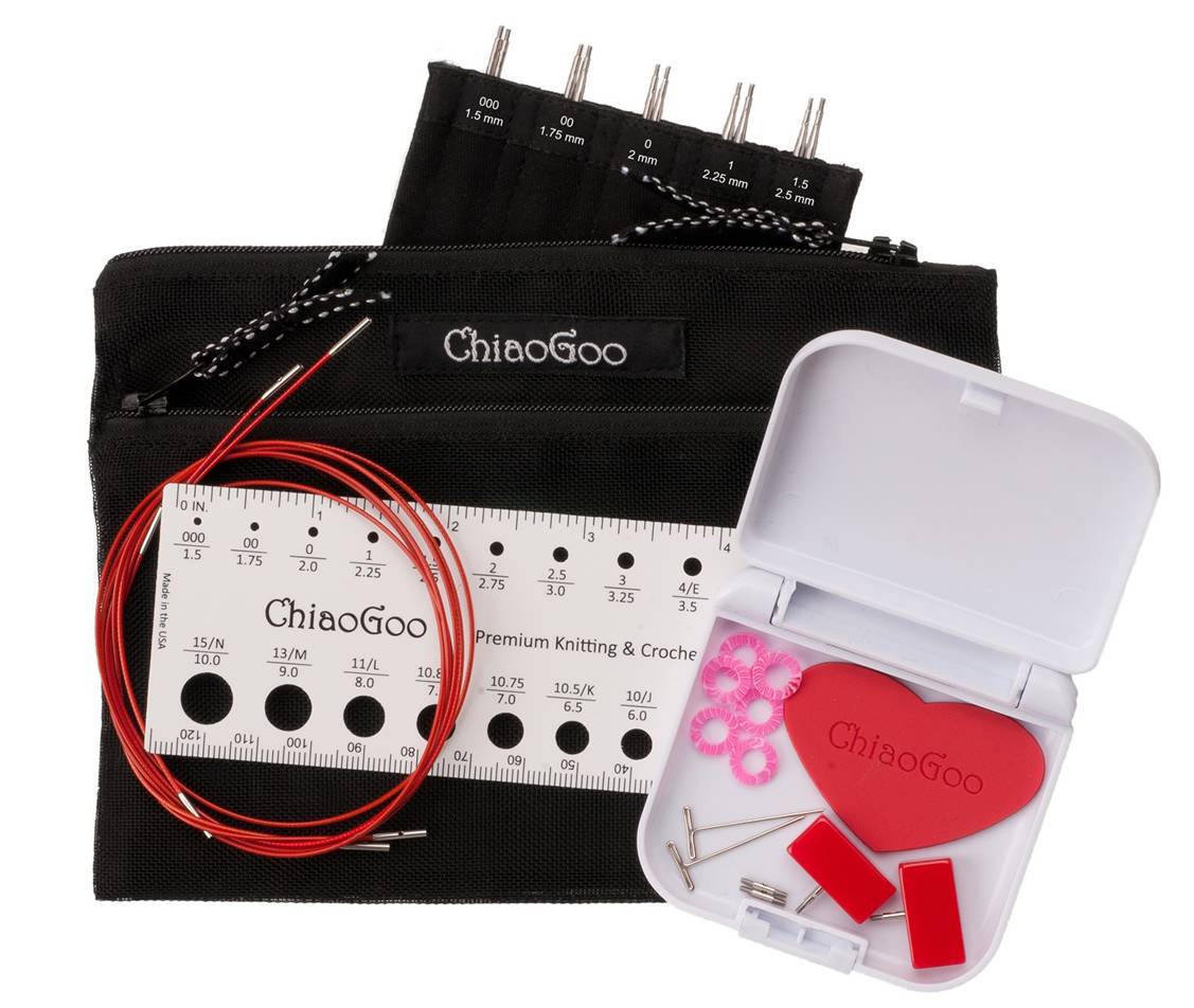 ChiaoGoo 7500-C 2.75-10.0mm Twist Red Lace Interchangeable Set 